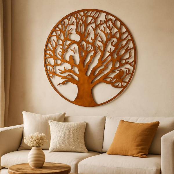 Lebensbaum Wandbild aus Metall Ø 90 cm – Moderne Wanddeko für Innen & Außen